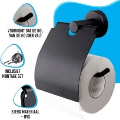 Sanics Toiletrolhouder Zwart Met Klep - WC Rolhouder RVS Inclusief Montage Set - Closetrolhouder -Badkamerproducten Winkel 1200x1200 1135