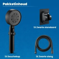 Imperatoris | DoucheSet - Douchekop Met Slang, Houder & Badmuts/Douchemuts - Waterbesparend – Hoge Druk – Regendouche - Zwart Mat -Badkamerproducten Winkel 1200x1200 116