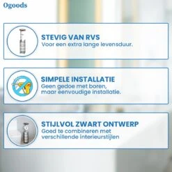 Ogoods Praktische WC Rolhouder – RVS Toiletrolhouder Staand – Rolhouder – Zonder Boren - Toiletrolstandaard - Zwart -Badkamerproducten Winkel 1200x1200 1162