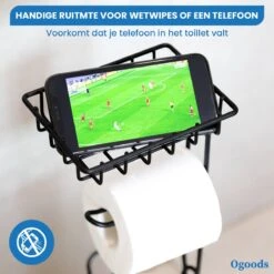 Ogoods Praktische WC Rolhouder – RVS Toiletrolhouder Staand – Rolhouder – Zonder Boren - Toiletrolstandaard - Zwart -Badkamerproducten Winkel 1200x1200 1163