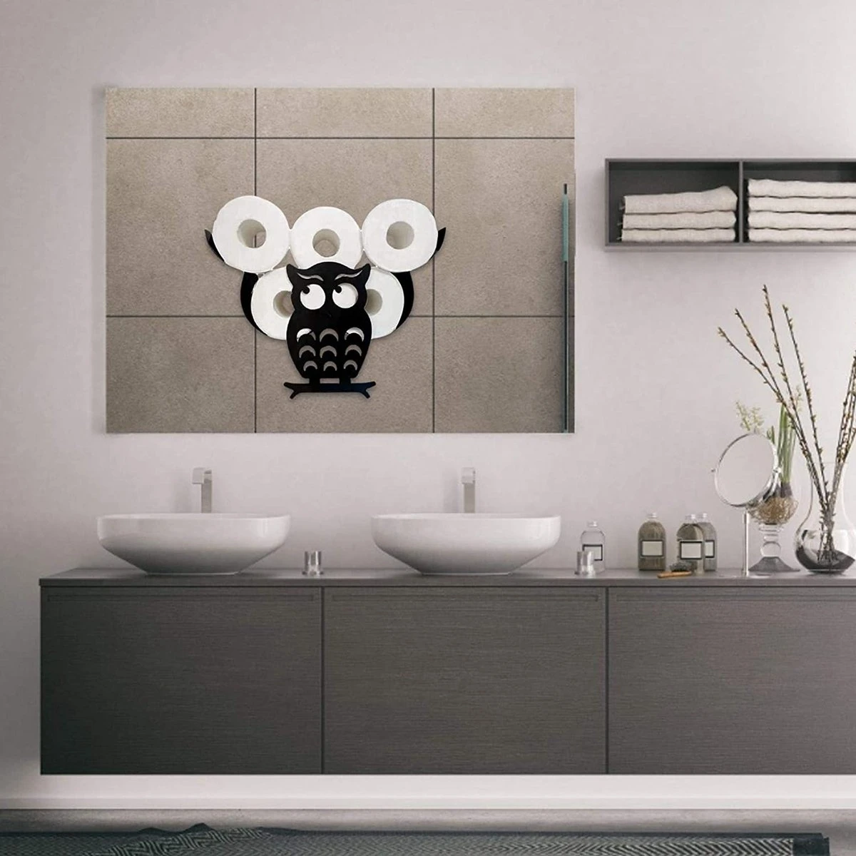 Sens Design Toiletrolhouder – Wc Rolhouder – Hangend - Uil 4 Sens Design Toiletrolhouder – Wc Rolhouder – Hangend - Uil - Afbeelding 2