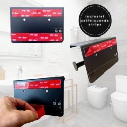 WC Rolhouder - Zelfklevend Toiletrolhouder Met Plankje - WC Papier Houder Zonder Boren - WC Rolhouder Met Plankje - Toiletrolhouder - Toiletrolhouder Zwart - Fienosa -Badkamerproducten Winkel 1200x1200 1178