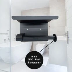 WC Rolhouder - Zelfklevend Toiletrolhouder Met Plankje - WC Papier Houder Zonder Boren - WC Rolhouder Met Plankje - Toiletrolhouder - Toiletrolhouder Zwart - Fienosa -Badkamerproducten Winkel 1200x1200 1179