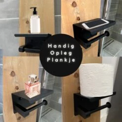 WC Rolhouder - Zelfklevend Toiletrolhouder Met Plankje - WC Papier Houder Zonder Boren - WC Rolhouder Met Plankje - Toiletrolhouder - Toiletrolhouder Zwart - Fienosa -Badkamerproducten Winkel 1200x1200 1181