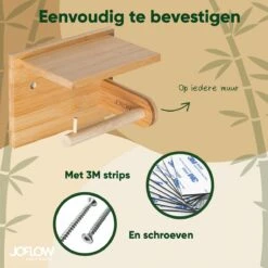 JoFlow® Toiletrolhouder Met Plankje | Wc Rolhouder Staand | Bamboe Badkamer Accessoires | Montage Met Schroeven En/of 3M Plakstrips -Badkamerproducten Winkel 1200x1200 1187