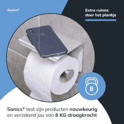 Sanics WC Rolhouder Zilver – Toiletrolhouder Zonder Boren – Met Plankje - Zelfklevend - RVS -Badkamerproducten Winkel 1200x1200 1200