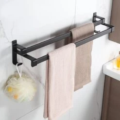 Merkloos Cgoods Handdoekrek Dubbele Stang Zonder Boren - Handdoekrek Badkamer - Handdoekhouder - Handdoekstang - 60CM -Badkamerproducten Winkel 1200x1200 1227