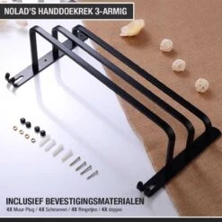 Nolad® Handdoekrek 3-armig - Handdoekhouder - Handdoekenrek - Zwart -Badkamerproducten Winkel 1200x1200 1228