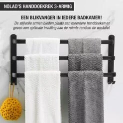 Nolad® Handdoekrek 3-armig - Handdoekhouder - Handdoekenrek - Zwart -Badkamerproducten Winkel 1200x1200 1229