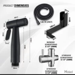 Nolad® Bidet Handdouche - Douchekoppen - Bidet - Handdouche - Zwart -Badkamerproducten Winkel 1200x1200 124