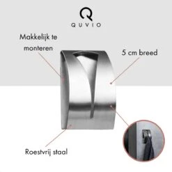 QUVIO Handdoek Houder RVS - Handdoek Of Theedoek Klem Met Plakstrip Voor In Keuken, Badkamer, Toilet Of Bijkeuken - Strak Design En Geen Schroeven Nodig - Staal - Klem - Theedoek -Badkamerproducten Winkel 1200x1200 1249