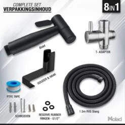 Nolad® Bidet Handdouche - Douchekoppen - Bidet - Handdouche - Zwart -Badkamerproducten Winkel 1200x1200 125