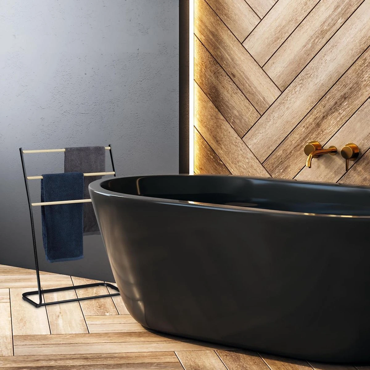 Relaxdays Handdoekrek Badkamer - Handdoekenrek Staand - Handdoekhouder - Metaal - 3 Roedes 4 Relaxdays Handdoekrek Badkamer - Handdoekenrek Staand - Handdoekhouder - Metaal - 3 Roedes - Afbeelding 2