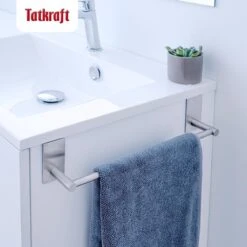 Tatkraft John - Zelkflevende Handdoekstang - Vaatdoek/Keukengerei/Handdoeken Stang Houder Rek Handdoekenrek Muur Steun - Wand Ophangsysteem Voor In De Keuken/Badkamer/Keukenkast - Handdoekrek Handdoekenstang - Zonder Boren - Geborsteld RVS - 40CM -Badkamerproducten Winkel 1200x1200 1274
