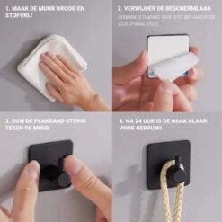 Qitch & Quisine Handdoekhaakjes - Set Van 3 Zwarte Haakjes - Zelfklevend - Waterbestendig - RVS 12 Qitch & Quisine Handdoekhaakjes - Set Van 3 Zwarte Haakjes - Zelfklevend - Waterbestendig - RVS -Badkamerproducten Winkel 1200x1200 1287