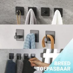Qitch & Quisine Handdoekhaakjes - Set Van 3 Zwarte Haakjes - Zelfklevend - Waterbestendig - RVS 17 Qitch & Quisine Handdoekhaakjes - Set Van 3 Zwarte Haakjes - Zelfklevend - Waterbestendig - RVS -Badkamerproducten Winkel 1200x1200 1292