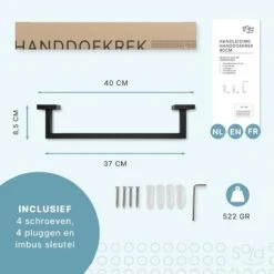 Handdoekrek - RVS - Badkameraccessoires - Keukenaccessoires - Mat Zwart - 40 Cm -Badkamerproducten Winkel 1200x1200 1309