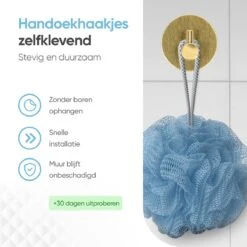 Trendfield Handdoekhaakjes Zelfklevend Goud - 2 Ronde Gouden Handdoek Haakjes - Handdoekhaak - Goud -Badkamerproducten Winkel 1200x1200 1337