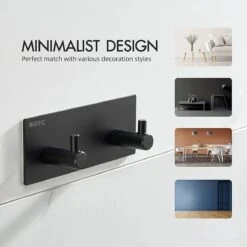 BOTC Handdoekhouder RVS - Handdoekhaakjes 2 In 1 RVS Zelfklevend - Rechthoekig Handdoek Haakjes - Handdoekhaak - Zwart -Badkamerproducten Winkel 1200x1200 1354