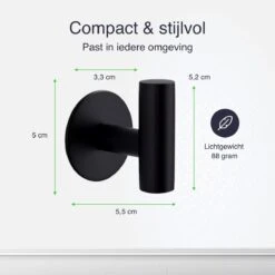 EAVY 2 Stuks Zelfklevende Handdoekhaakjes - Handdoekhouders - Plakhaakjes - Zwart -Badkamerproducten Winkel 1200x1200 1366