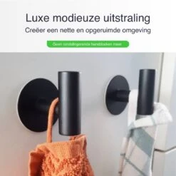 EAVY 2 Stuks Zelfklevende Handdoekhaakjes - Handdoekhouders - Plakhaakjes - Zwart -Badkamerproducten Winkel 1200x1200 1369