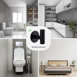 EAVY 2 Stuks Zelfklevende Handdoekhaakjes - Handdoekhouders - Plakhaakjes - Zwart -Badkamerproducten Winkel 1200x1200 1370