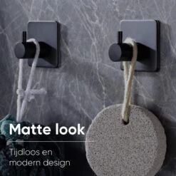 Trendfield Handdoekhaakjes Zelfklevend Zwart - 4 Vierkante Zwarte Handdoek Haakjes - Handdoekhaak - Zwart -Badkamerproducten Winkel 1200x1200 1387