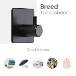 Trendfield Handdoekhaakjes Zelfklevend Zwart - 4 Vierkante Zwarte Handdoek Haakjes - Handdoekhaak - Zwart -Badkamerproducten Winkel 1200x1200 1389