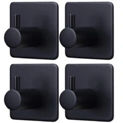 Trendfield Handdoekhaakjes Zelfklevend Zwart - 4 Vierkante Zwarte Handdoek Haakjes - Handdoekhaak - Zwart -Badkamerproducten Winkel 1200x1200 1391