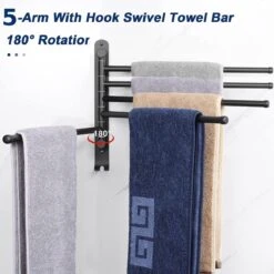 BOTC Handdoekrek - 5-armig Handdoekhouder - Handdoekstang - 180 Graden Verstelbaar - Badkamer - Zwart 11 BOTC Handdoekrek - 5-armig Handdoekhouder - Handdoekstang - 180 Graden Verstelbaar - Badkamer - Zwart -Badkamerproducten Winkel 1200x1200 1400