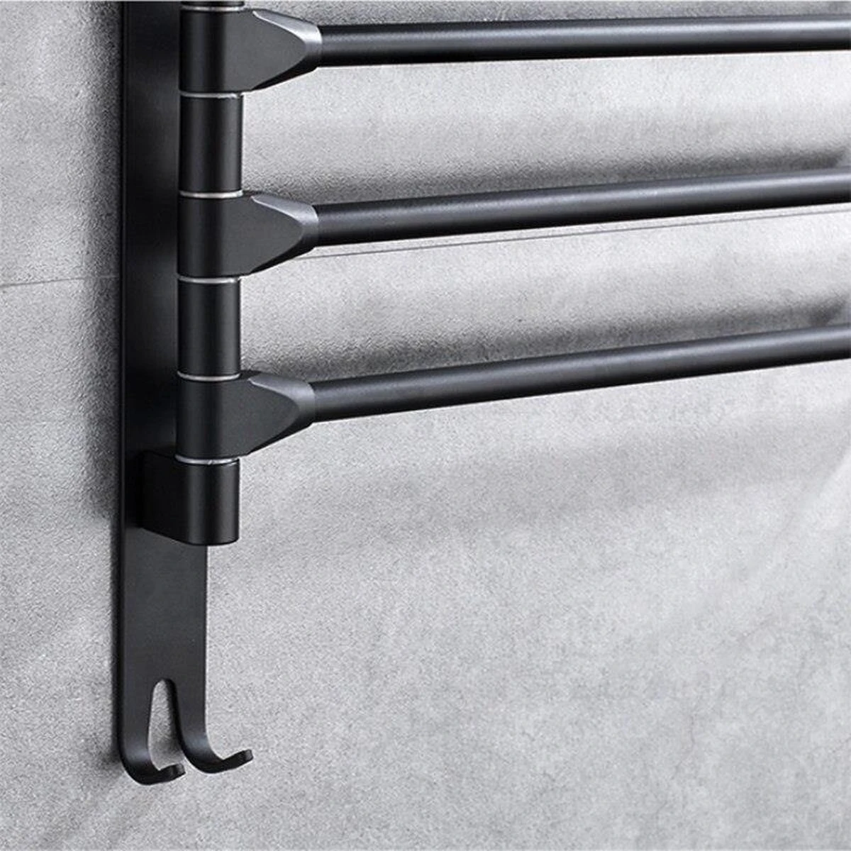 BOTC Handdoekrek - 5-armig Handdoekhouder - Handdoekstang - 180 Graden Verstelbaar - Badkamer - Zwart 9 BOTC Handdoekrek - 5-armig Handdoekhouder - Handdoekstang - 180 Graden Verstelbaar - Badkamer - Zwart - Afbeelding 7