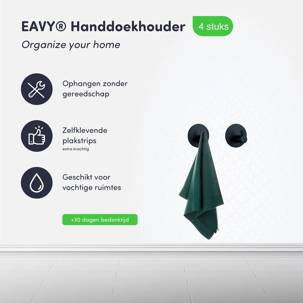 4x Handdoekhaakjes (Zelfklevend) Van RVS Zwart – Zelfklevende Haakjes – Wandhaak – Badkamer Accessoires – Ophanghaken Voor Keuken Toilet Of WC 4 4x Handdoekhaakjes (Zelfklevend) Van RVS Zwart – Zelfklevende Haakjes – Wandhaak – Badkamer Accessoires – Ophanghaken Voor Keuken Toilet Of WC - Afbeelding 2