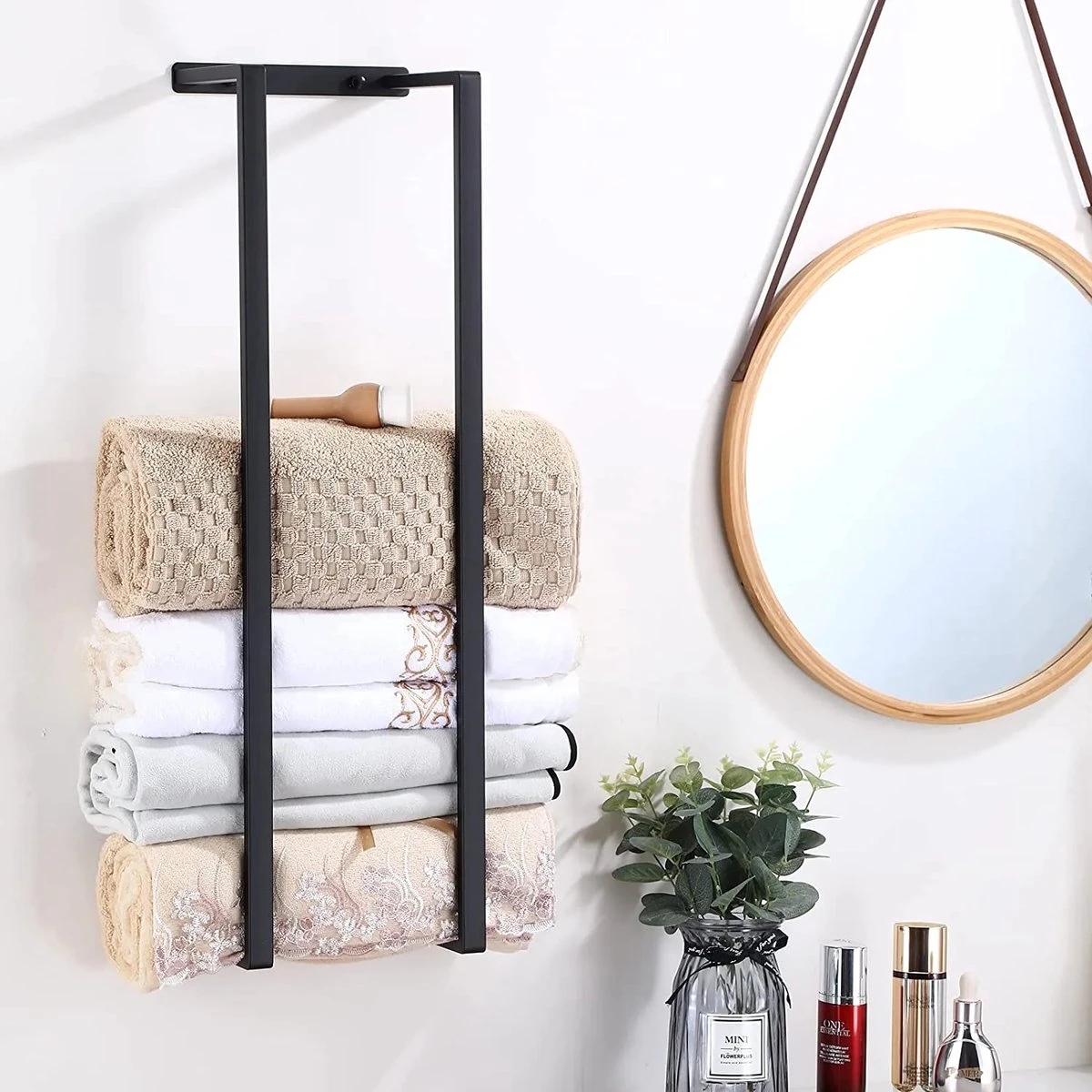 Handdoekrek - 70 Cm - RVS - Handdoekhouder BaderiQ Paris Large - MODEL 2023 - Schroeven Of Plakken - Handdoekenhouders - Handdoekhaak - Handdoek Organizer - Rvs Mat Zwart Poedercoating - Large H70xB20xD14 - Ook Beschikbaar In 40 Cm 8 Handdoekrek - 70 Cm - RVS - Handdoekhouder BaderiQ Paris Large - MODEL 2023 - Schroeven Of Plakken - Handdoekenhouders - Handdoekhaak - Handdoek Organizer - Rvs Mat Zwart Poedercoating - Large H70xB20xD14 - Ook Beschikbaar In 40 Cm - Afbeelding 6