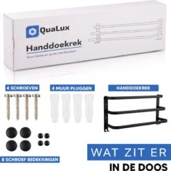 Qualux® Handdoekrek Inclusief Handdoek - 3 Stangen - Badkamer - Handdoekrek Zwart - Handdoekstang - Handdoekhouder - Handdoekenrek -Badkamerproducten Winkel 1200x1200 1433