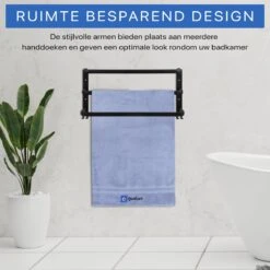 Qualux® Handdoekrek Inclusief Handdoek - 3 Stangen - Badkamer - Handdoekrek Zwart - Handdoekstang - Handdoekhouder - Handdoekenrek -Badkamerproducten Winkel 1200x1200 1434