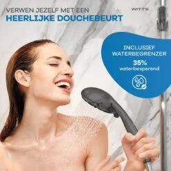 WITTS Douchekop - Waterbesparend - Hoge Kwaliteit - Handdouche ø 12cm - 6 Standen - Zwart -Badkamerproducten Winkel 1200x1200 149