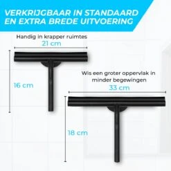 Minismus Douchewisser Met Magneethouder Ophangsysteem Zonder Boren - 21 Cm Breed - Zwart -Badkamerproducten Winkel 1200x1200 1503