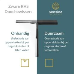 Seaside Originals Luxe Douchewisser Zwart Met Ophangsysteem En Opbergzakje - Raamwisser - Douchetrekker - Raamtrekker - Antislip - Badkamer Accessoires -Badkamerproducten Winkel 1200x1200 1573