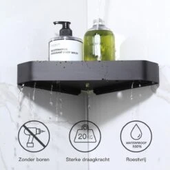 Cgoods Doucherek 2 Laags - Doucherek Zonder Boren - Doucherekje - Douchemandje - Badkamerrek - Badkamer Accessoires - Zwart -Badkamerproducten Winkel 1200x1200 1591