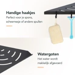 Doucherek - Doucherek Zonder Boren - Doucherekjes - Doucherek Hangend - Doucherekje - Doucherekje Zonder Boren - Doucherek Zwart - Hoek - 2 Stuks - Met Haakjes - Inclusief Montage Materiaal - Hoogwaardig Afgewerkt - EJC Products -Badkamerproducten Winkel 1200x1200 1605