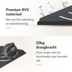 Doucherek - Doucherek Zonder Boren - Doucherekjes - Doucherek Hangend - Doucherekje - Doucherekje Zonder Boren - Doucherek Zwart - Hoek - 2 Stuks - Met Haakjes - Inclusief Montage Materiaal - Hoogwaardig Afgewerkt - EJC Products -Badkamerproducten Winkel 1200x1200 1606