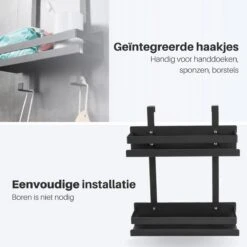 Doucherek Hangend - Ophangbaar Doucherek Matzwart - Twee Lagen - Badkamerrek - Doucherek Zonder Boren - 2 Laags - Badkamer Accessoires 18 Doucherek Hangend - Ophangbaar Doucherek Matzwart - Twee Lagen - Badkamerrek - Doucherek Zonder Boren - 2 Laags - Badkamer Accessoires -Badkamerproducten Winkel 1200x1200 1613
