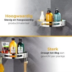 Merkloos Doucherek Zonder Boren – Doucherek Hangend – Badkamerrek – Zilver RVS – IP68 Waterdicht – 8KG Draagkracht -Badkamerproducten Winkel 1200x1200 1616