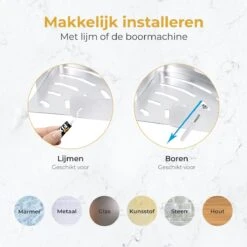 Merkloos Doucherek Zonder Boren – Doucherek Hangend – Badkamerrek – Zilver RVS – IP68 Waterdicht – 8KG Draagkracht -Badkamerproducten Winkel 1200x1200 1617