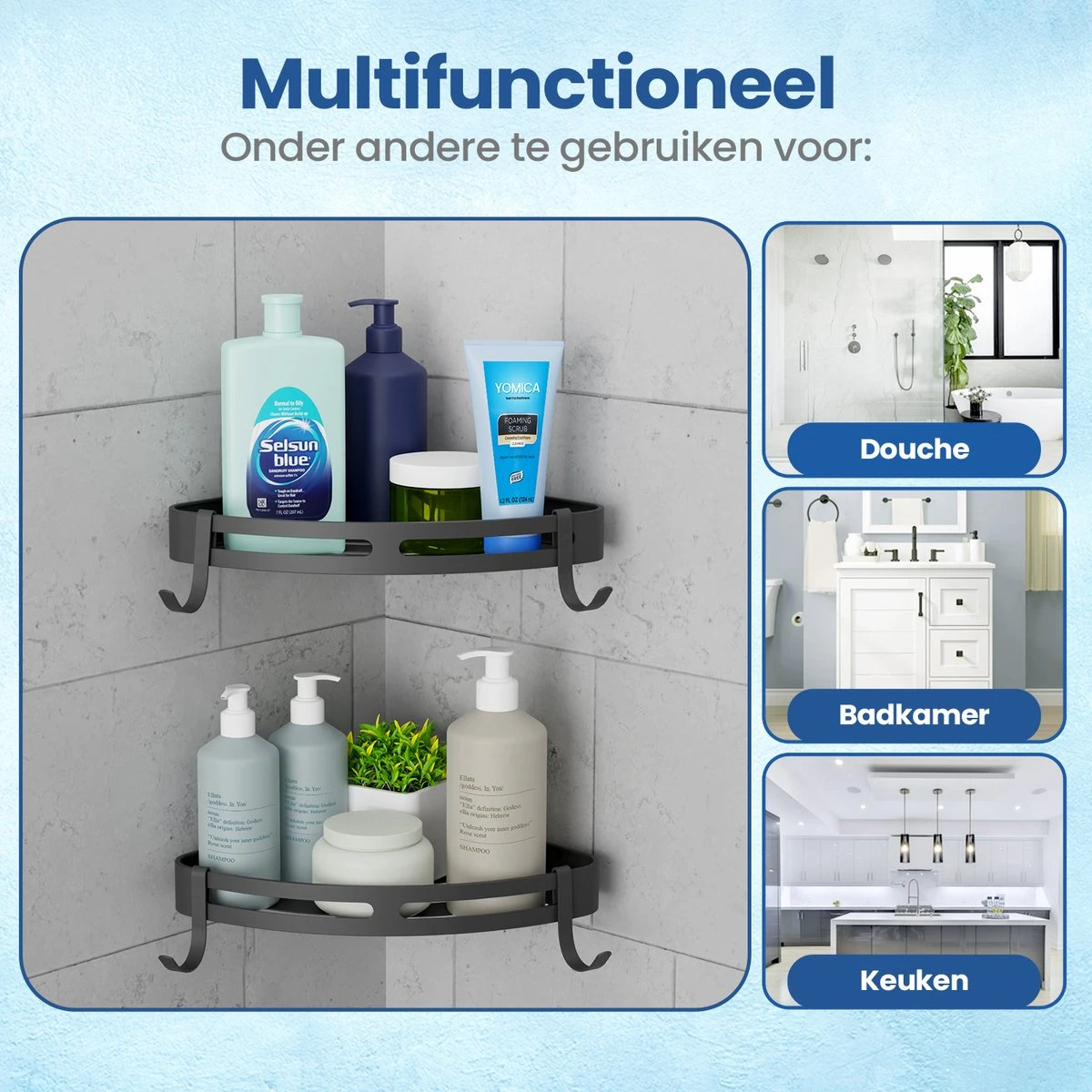 Merkloos Doucherek Zonder Boren – Doucherek – Badkamerrek – Zwart RVS – Zonder Boren – IP68 Waterdicht – 8KG Draagkracht – 2 Stuks 6 Merkloos Doucherek Zonder Boren – Doucherek – Badkamerrek – Zwart RVS – Zonder Boren – IP68 Waterdicht – 8KG Draagkracht – 2 Stuks - Afbeelding 4