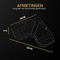 HGMD® Doucherek Zonder Boren - 1 Stuk - Zwart - Zelfklevend Doucherek –Badkamerrek - Badrek - Keukenrek - Doucherek Hangend – Badkamer Accessoires - Kruidenrek -Badkamerproducten Winkel 1200x1200 1636