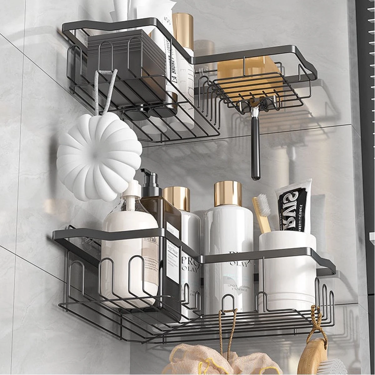 STRICX Doucherekhoek 2 Laags Zwart - Zonder Boren - Zelfklevend Doucherek - Doucherek - Doucherek Voor Badkamer/ Keuken - Doucherek Met Plakstrip - Keukenrek Met Plakstrip - Badrek Douche – Doucherek Hoekvorm - Badkamerrek Douchemandje 10 STRICX Doucherekhoek 2 Laags Zwart - Zonder Boren - Zelfklevend Doucherek - Doucherek - Doucherek Voor Badkamer/ Keuken - Doucherek Met Plakstrip - Keukenrek Met Plakstrip - Badrek Douche – Doucherek Hoekvorm - Badkamerrek Douchemandje - Afbeelding 8