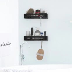 Doucherekje Van Sanicraft® - Doucherekje Zonder Boren - Geschikt Voor Elk Type Muur - Hangend - Roestvrij - 2 Stuks - Zwart -Badkamerproducten Winkel 1200x1200 1723
