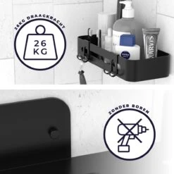 Doucherekje Van Sanicraft® - Doucherekje Zonder Boren - Geschikt Voor Elk Type Muur - Hangend - Roestvrij - 2 Stuks - Zwart -Badkamerproducten Winkel 1200x1200 1724