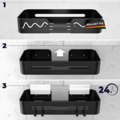 Doucherekje Van Sanicraft® - Doucherekje Zonder Boren - Geschikt Voor Elk Type Muur - Hangend - Roestvrij - 2 Stuks - Zwart -Badkamerproducten Winkel 1200x1200 1725